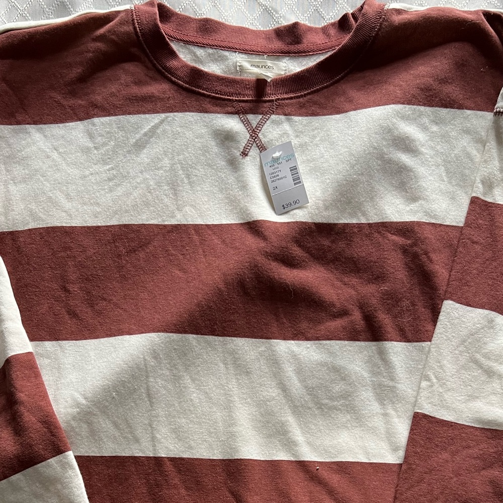 NWT: comfy oversized striped fleece sweatshirt.